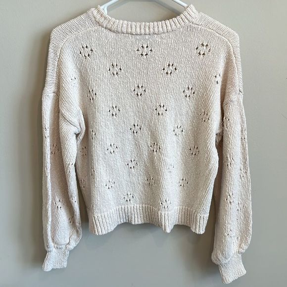 Madewell Pointelle Pullover Sweater Women’s Size S Cream - Picture 2 of 6